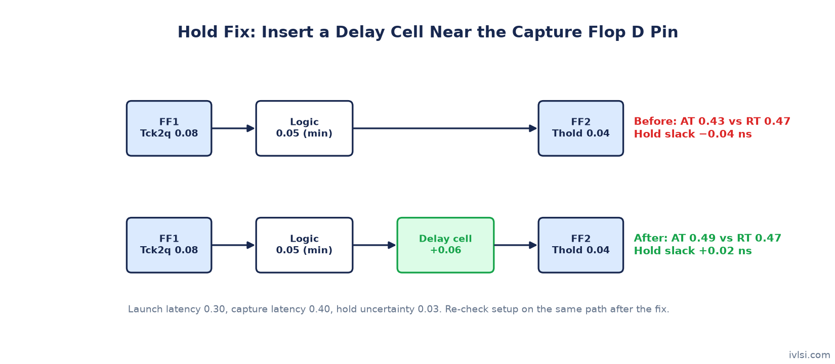 Hold violation fix by inserting a delay cell before the capture flop